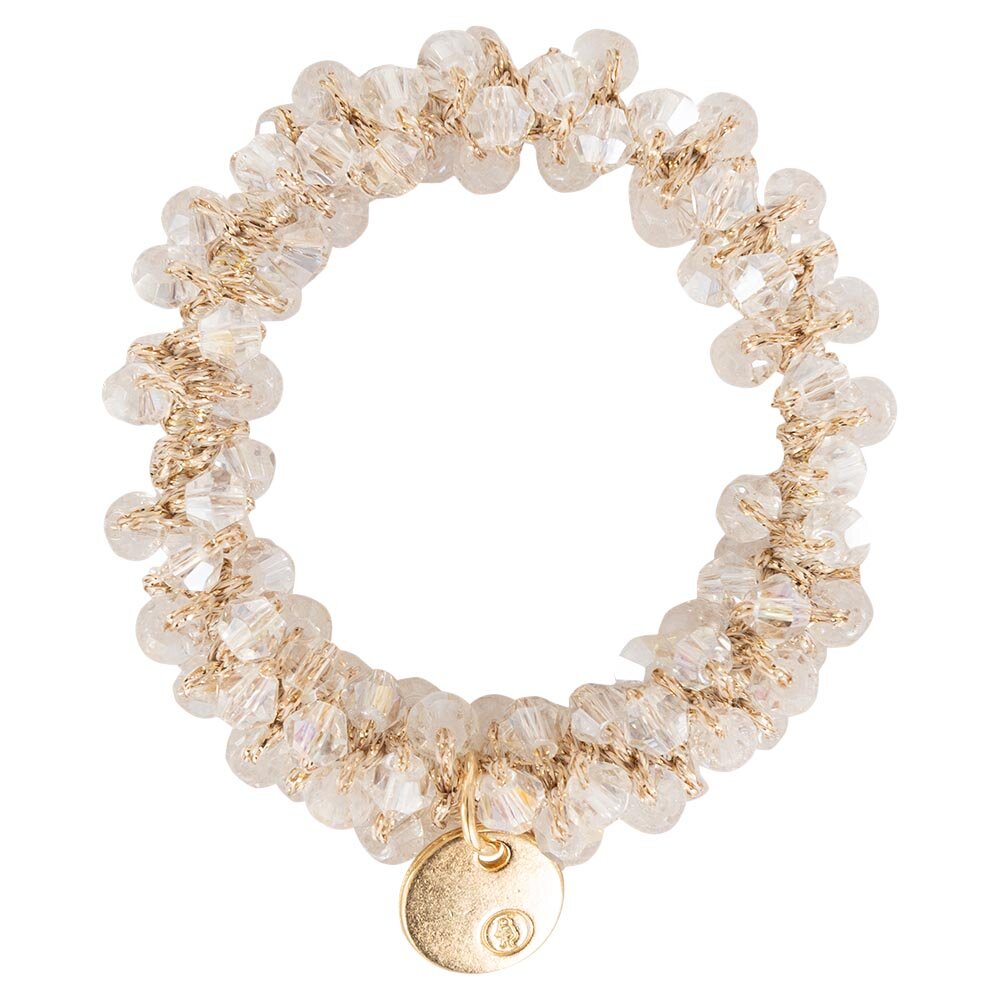 BR Haarelastiek Beads White Crystal - 2 stuks 