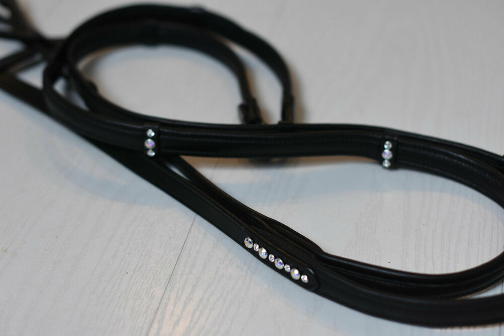 Monère teugels Zwart met Crystal