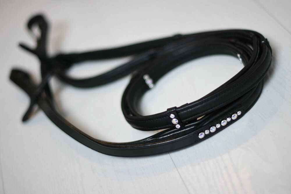 Monère teugels Zwart met Crystal