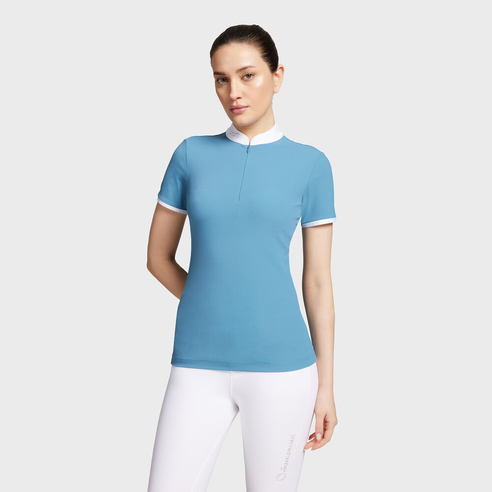 Samshield shirt Louane korte mouw SS24 Adriatic Blue Texturized