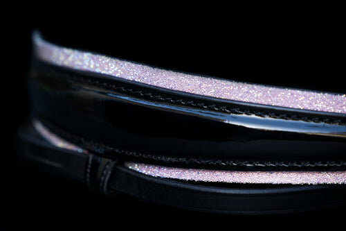 Monère Neusriem trens zwart lak Fabric licht roze 