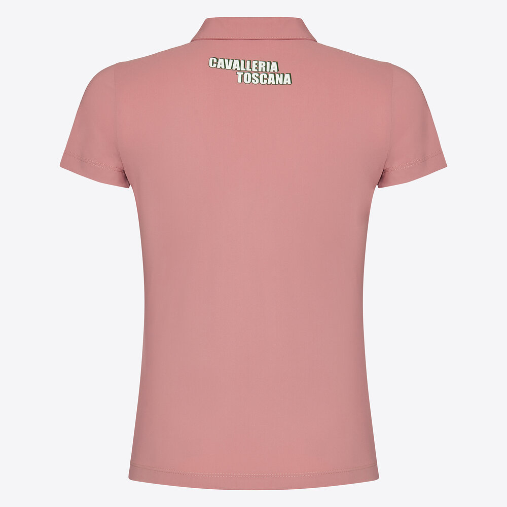 Cavalleria Toscana comic book jersey korte mouw zip training polo Junior roze