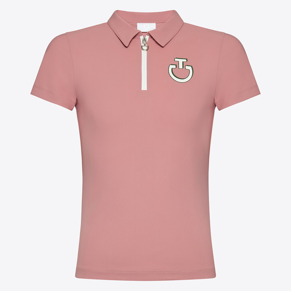 Cavalleria Toscana comic book jersey korte mouw zip training polo Junior roze