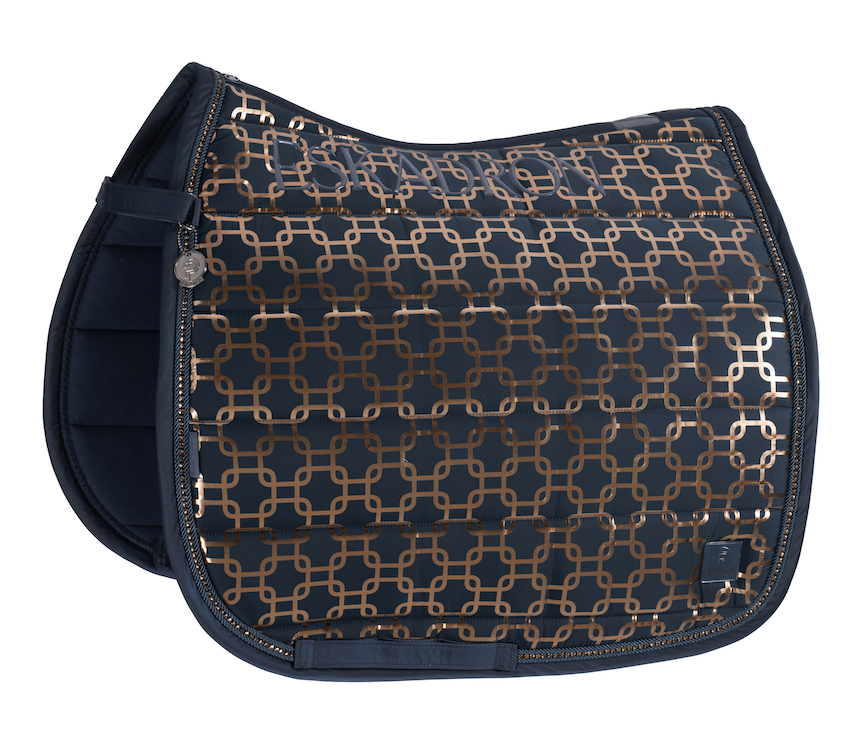 Eskadron zadeldek Dressuur GLOSSY CHAIN CRYSTAL platinum '24 atlantic blue