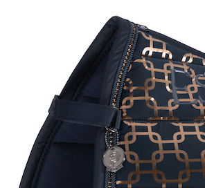 Eskadron zadeldek Dressuur GLOSSY CHAIN CRYSTAL platinum '24 atlantic blue