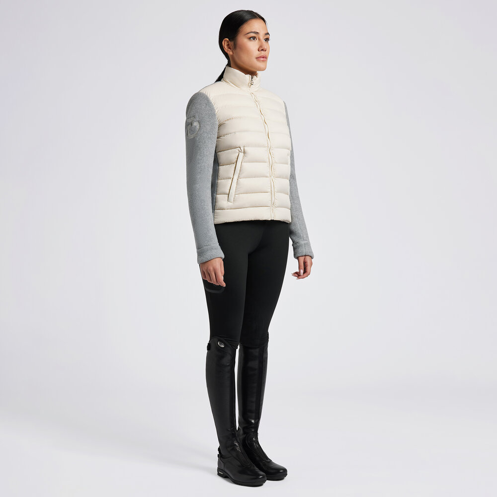 Cavalleria toscana Nylon Quilted+Fleece zip up Jacket Creme/Grijs laatste maat XL