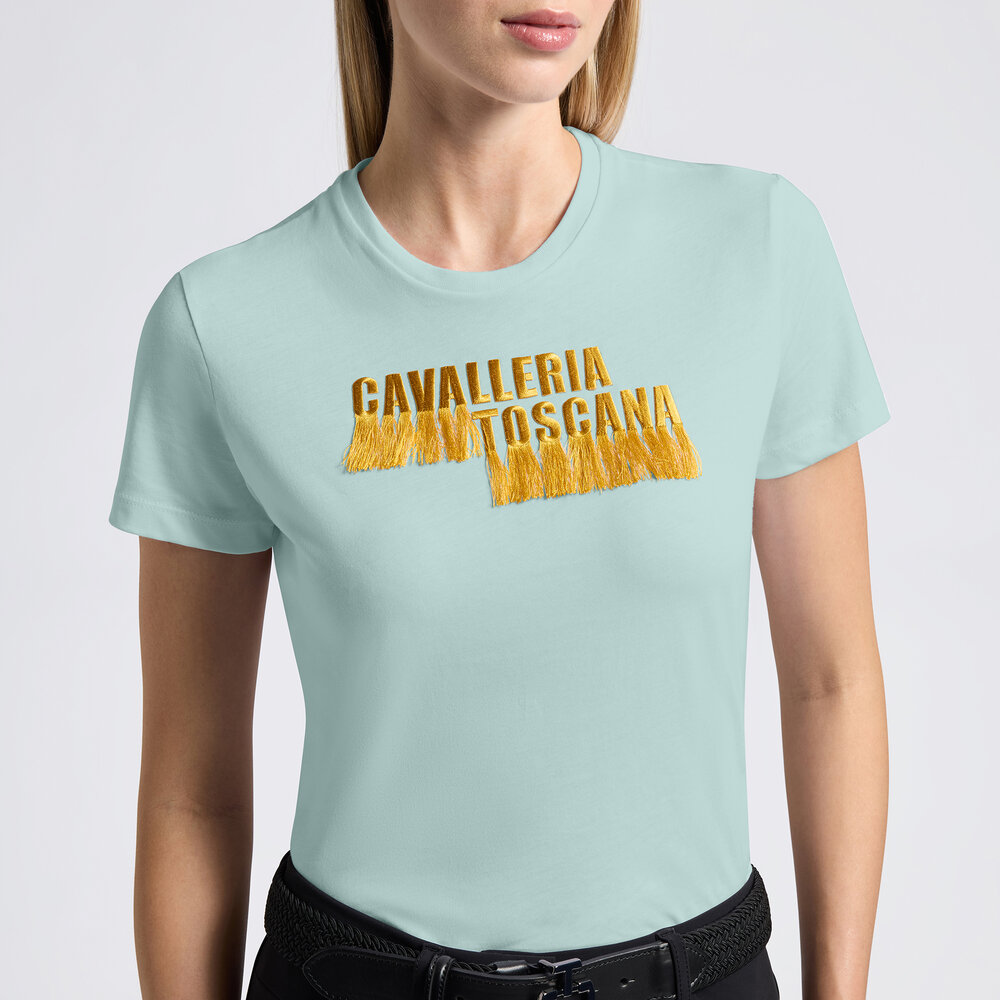 Cavalleria Toscana Cotton T-shirt Embroidery logo Mint groen met Wit logo