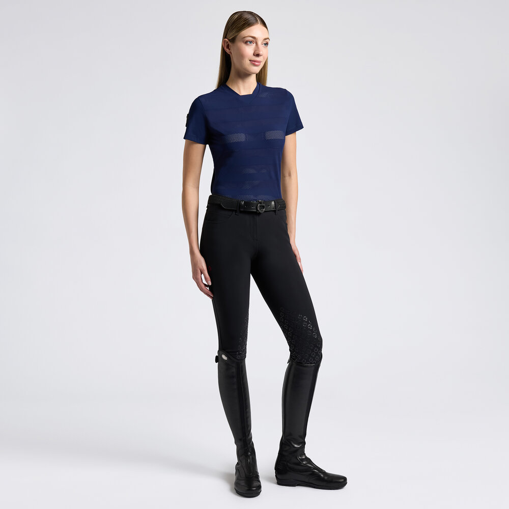 Cavalleria Toscana Perforated Jersey T-shirt Kobalt Blauw