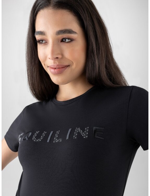 Equiline t-shirt strass Gelig Zwart