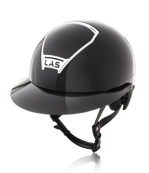 LAS Helmets Cap Opera Lady Visor Shiny Black met trim Silver met steentjes