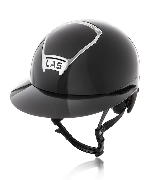 LAS Helmets Cap Opera Lady Visor Metal Shiny Black met trim Silver