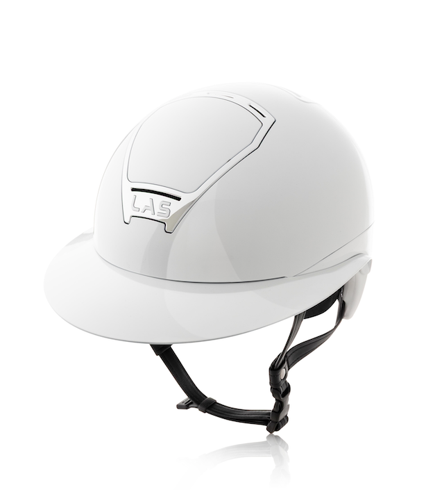 LAS Helmets Cap Opera Lady Visor Metal Shiny Wit met CROMO trim 