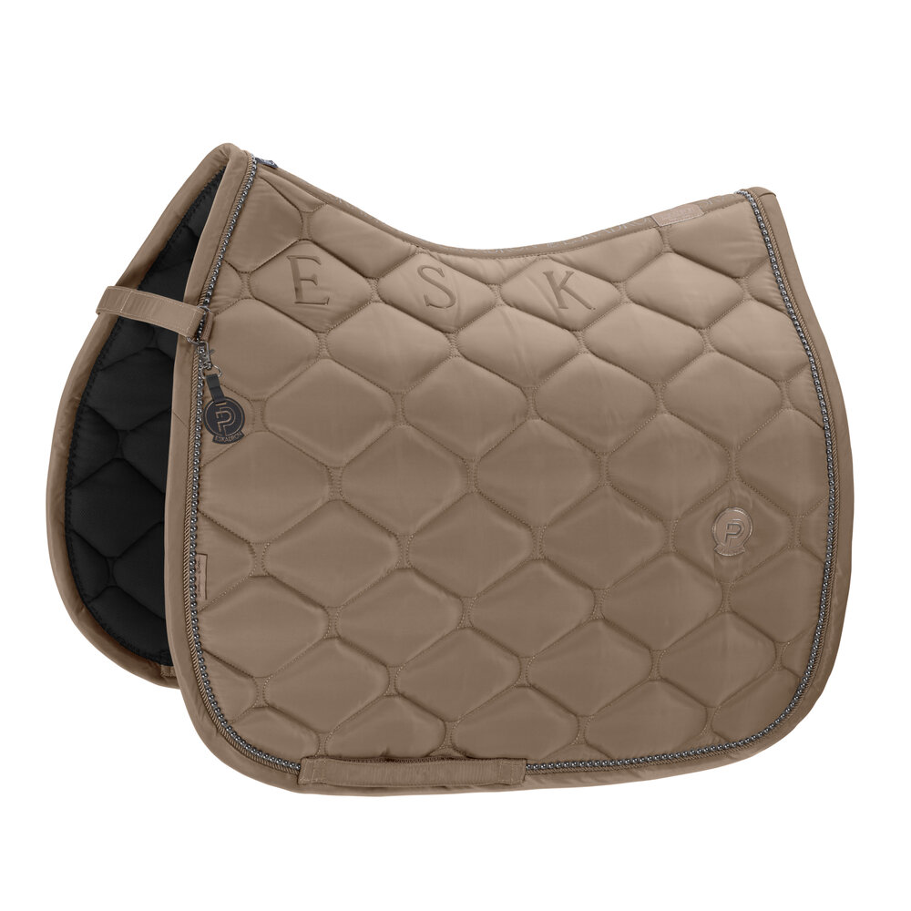 Eskadron platinum 25 zadeldek dressuur HIGHGLOSS PEARLS Smoke Taupe Full