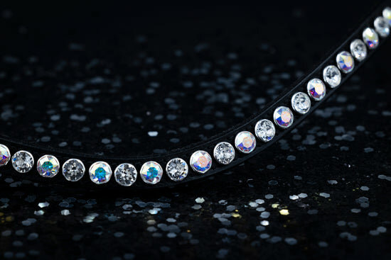 Monère mat zwart frontriem classic XL Crystal/Aurora Boreale