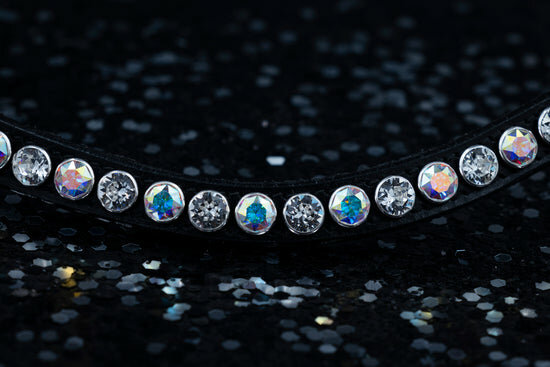 Monère mat zwart frontriem classic XL Crystal/Aurora Boreale