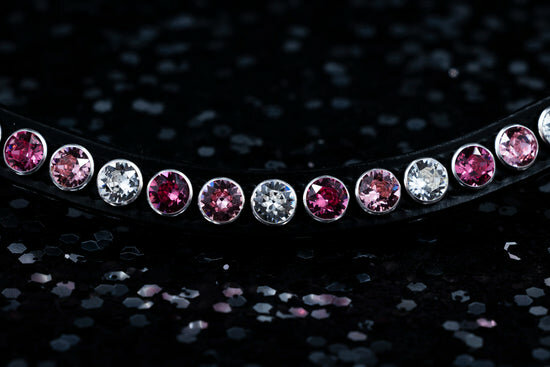 Monère mat zwart frontriem classic XL Roze/Lt.Roze/Crystal