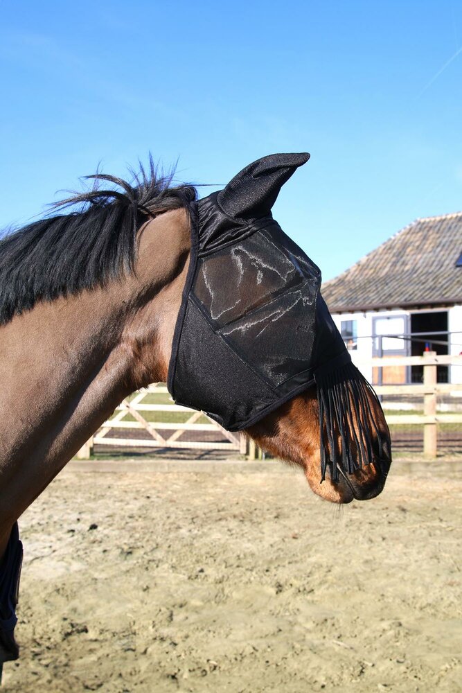 Kentucky vliegenmasker classic met oren en kwastjes zwart