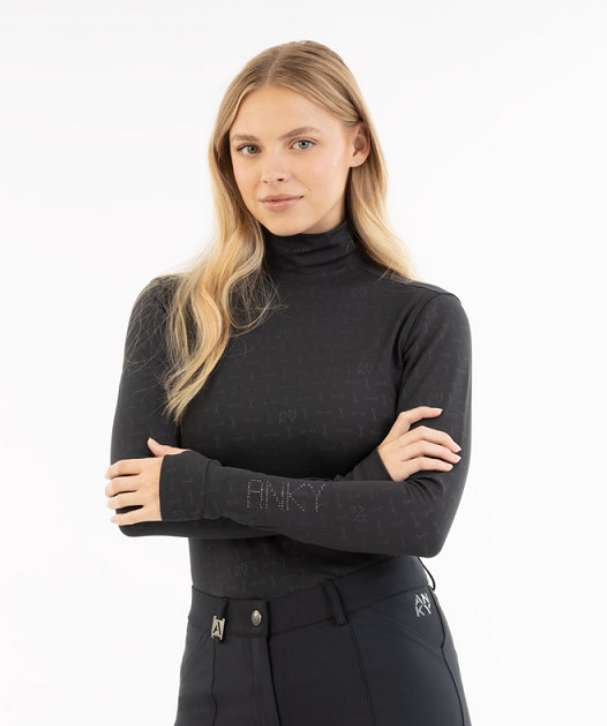 ANKY mockneck shirt zwart - lange mouw