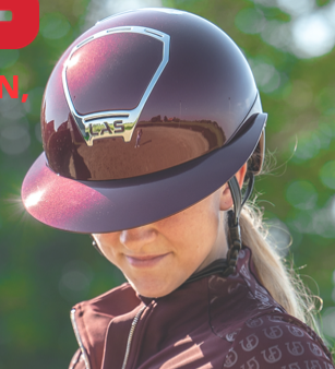 LAS Helmets Cap Opera Lady Visor Metal Shiny Burgundy met trim Zilver