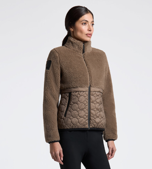 Cavalleria Toscana teddy bear fleece + nylon zip up jacket Walnut