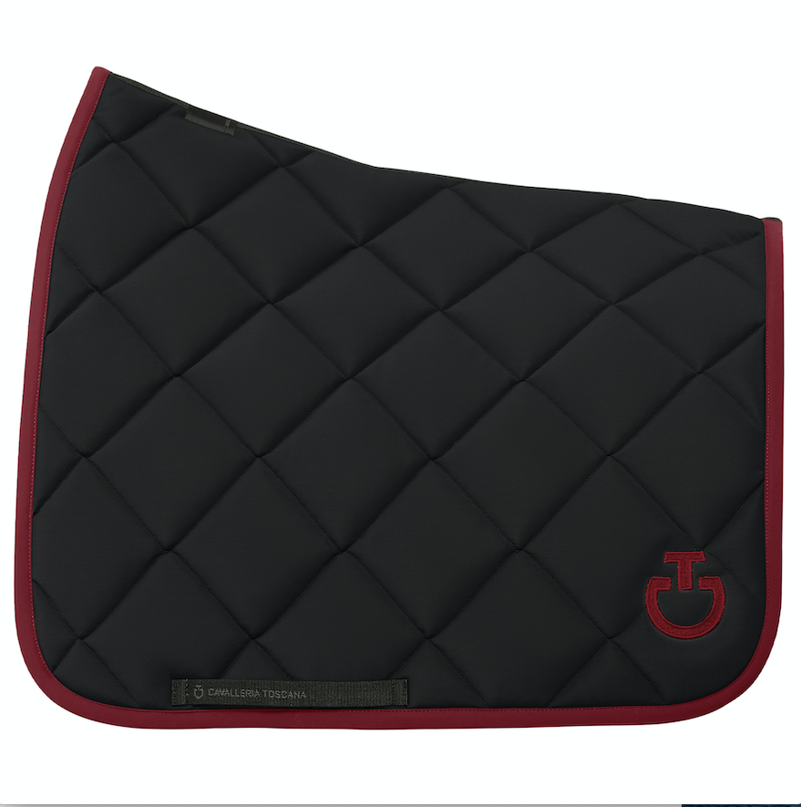 Cavalleria Toscana Diamond Quilted Jersey Dressuur zwart met bordeaux logo 