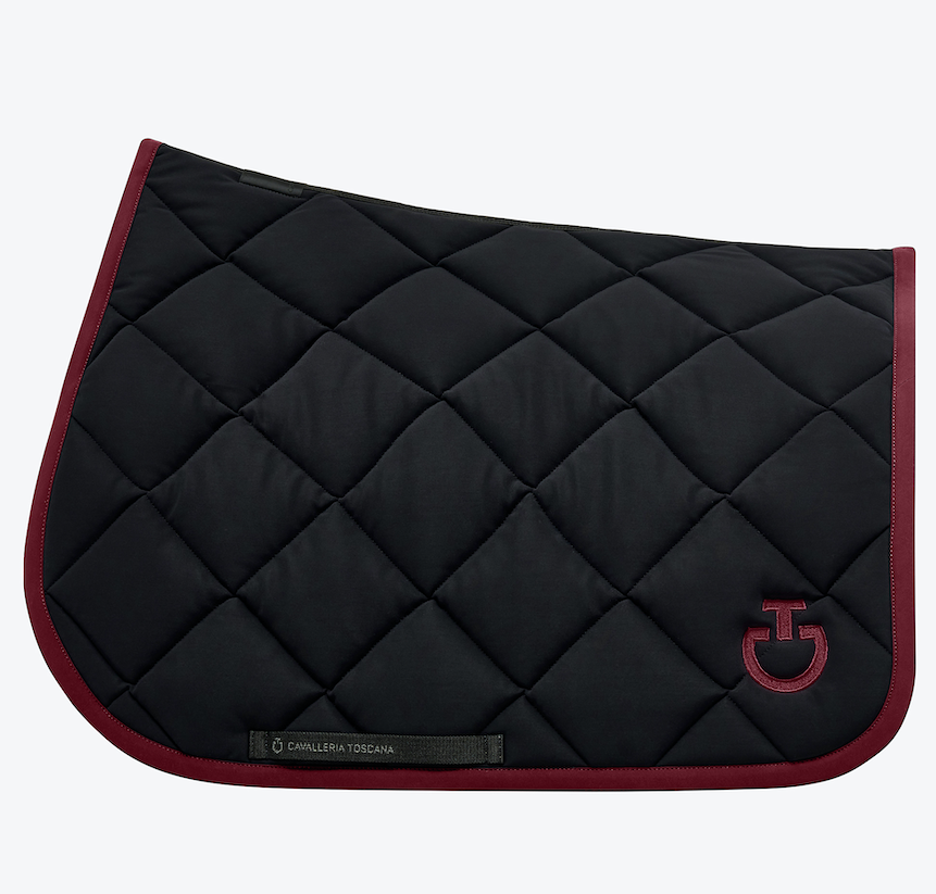 Cavalleria Toscana Diamond Quilted Jersey Jump zwart met bordeaux logo 