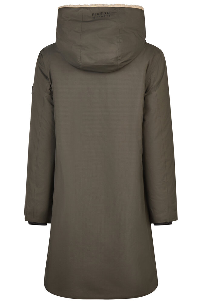 Pikeur lange regenjas met teddy voering  8022 deep khaki