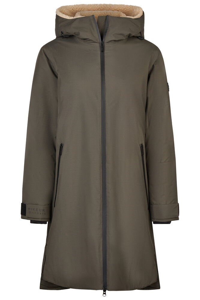 Pikeur lange regenjas met teddy voering  8022 deep khaki
