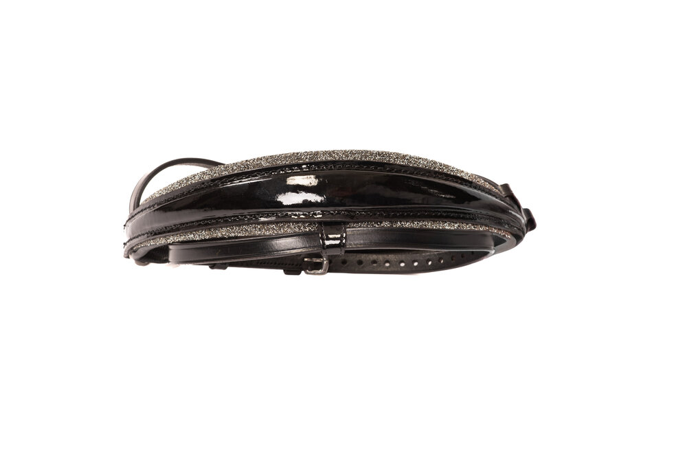 Monère Neusriem trens zwart lak Fabric Metallic Gold