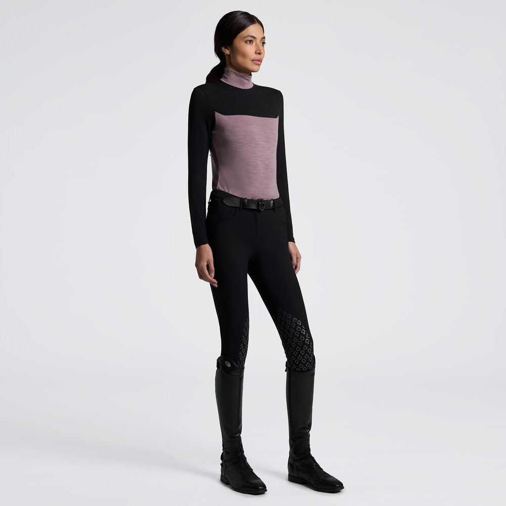 Cavalleria toscana Tech wool Turtleneck Training Polo Grape Shake/Zwart