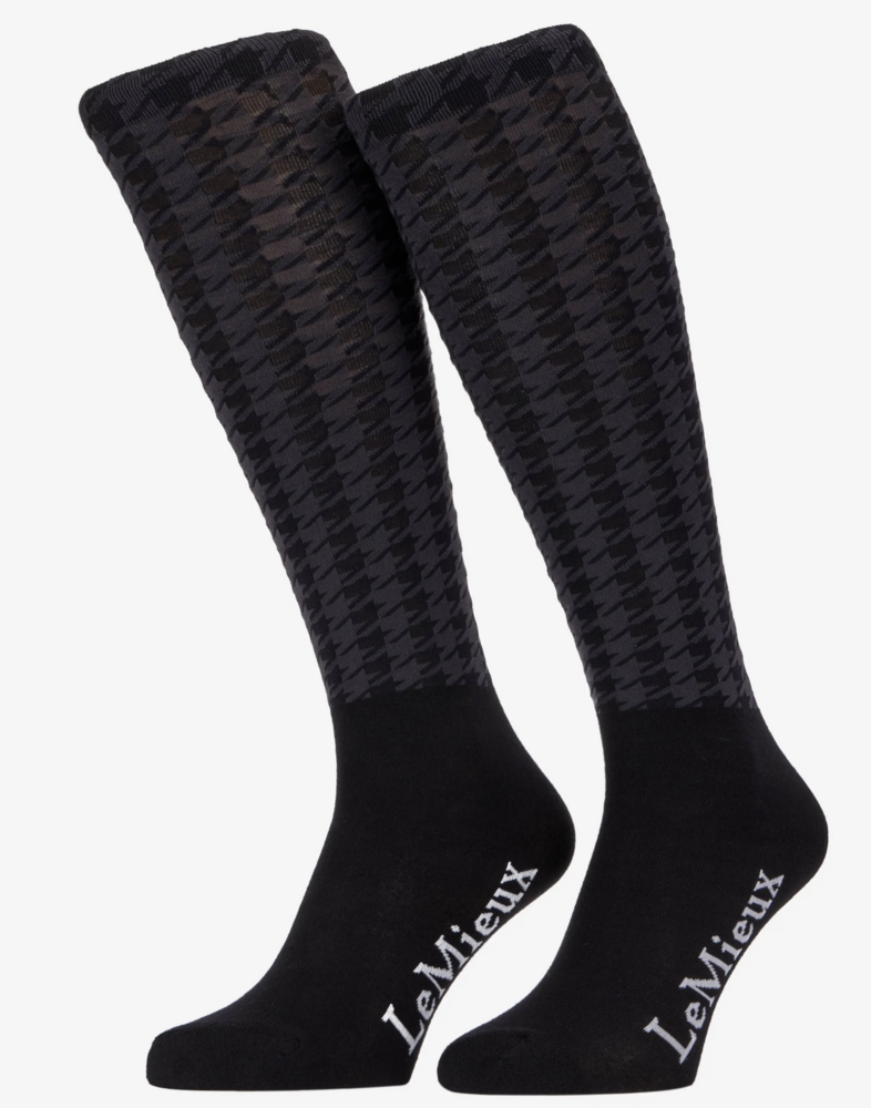 Le Mieux  Aspen sok met pied-de-poule-motief Zwart