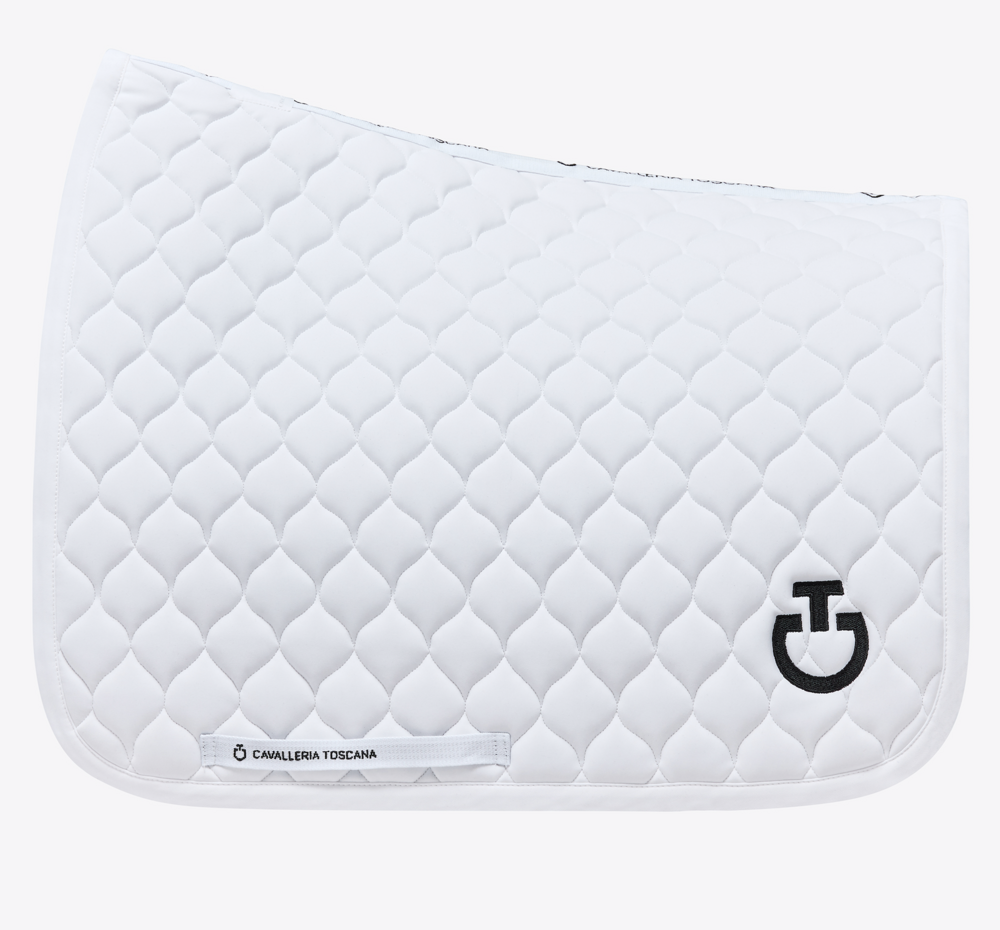 Cavalleria Toscana CIRCULAR QUILTED JERSEY - dressuur-  wit met zwart logo maat full