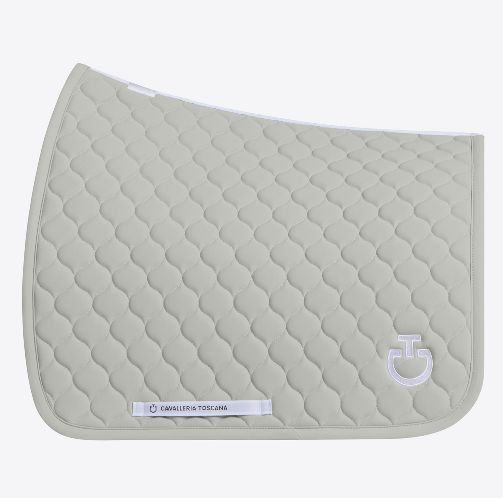 Cavalleria Toscana Dressage Saddle Pad Circular Quilted Jersey – Belgian Block – White Logo – Size Full
