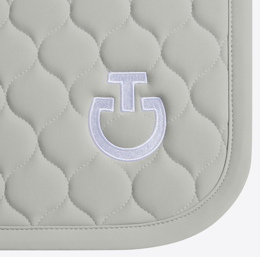 Cavalleria Toscana Dressage Saddle Pad Circular Quilted Jersey – Belgian Block – White Logo – Size Full