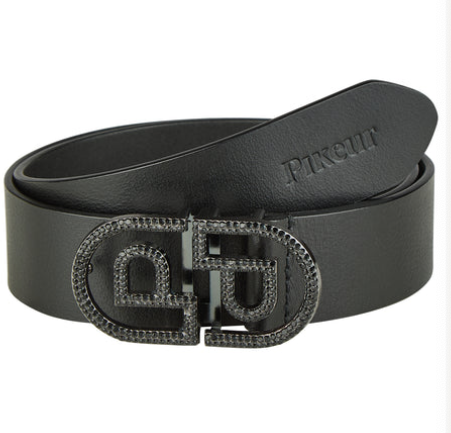 Pikeur Riem leer met glitter gesp zwart 1820