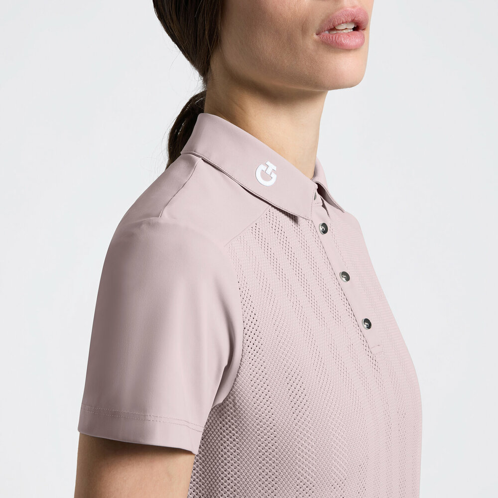Cavalleria toscana Jacquard Jersey w/insert S/S training Polo Violet Ice