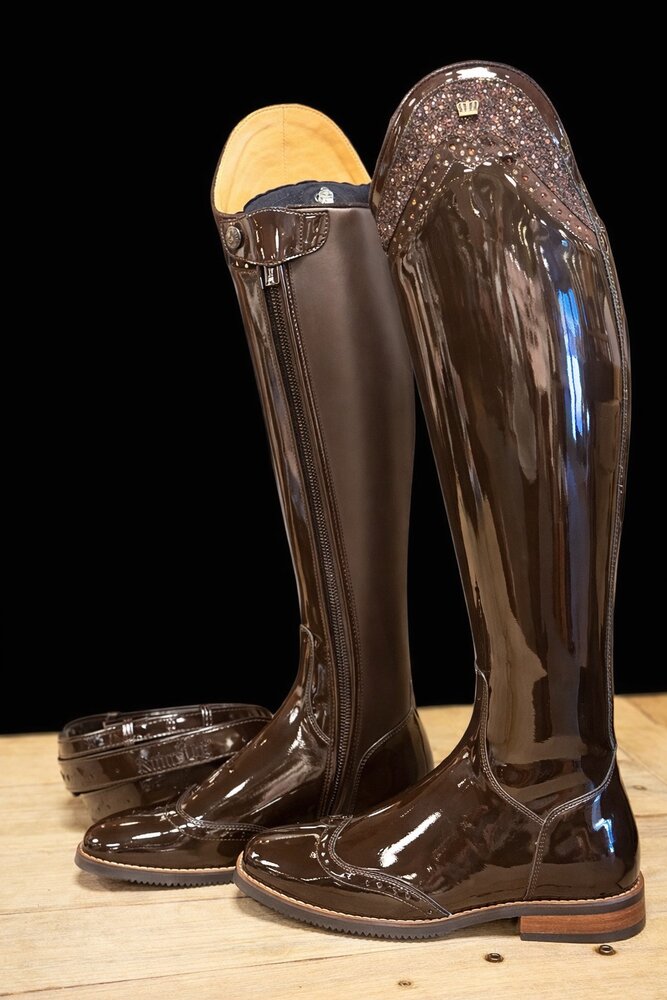 Kingsley rijlaars Capri Roma Castanho bruin met Top Zion en Swarovski stenen 