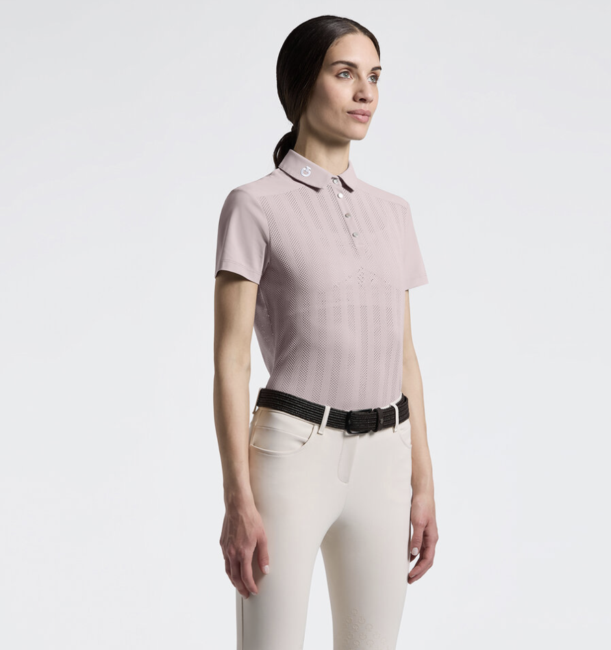 Cavalleria toscana Jacquard Jersey w/insert S/S training Polo Violet Ice