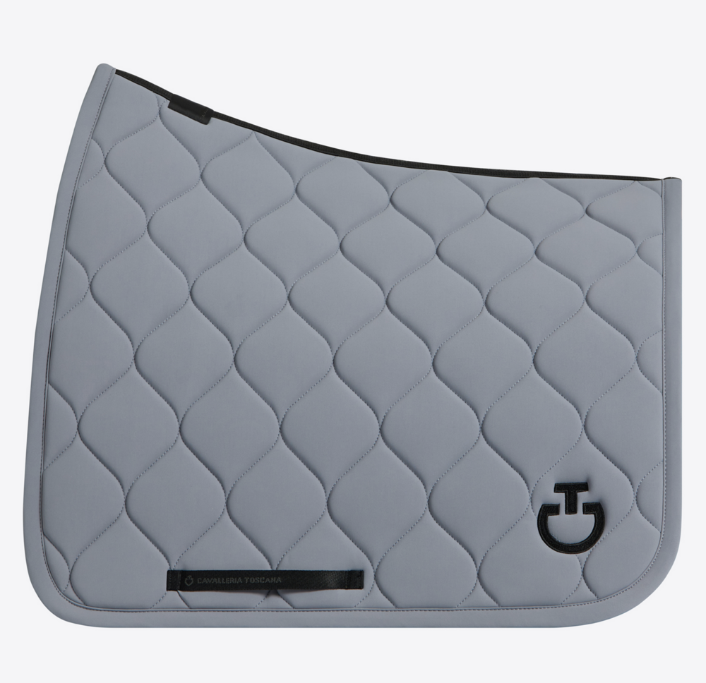 Cavalleria Toscana New Circular Quilted Jersey Dressuurpad  Grijs  met zwart logo 