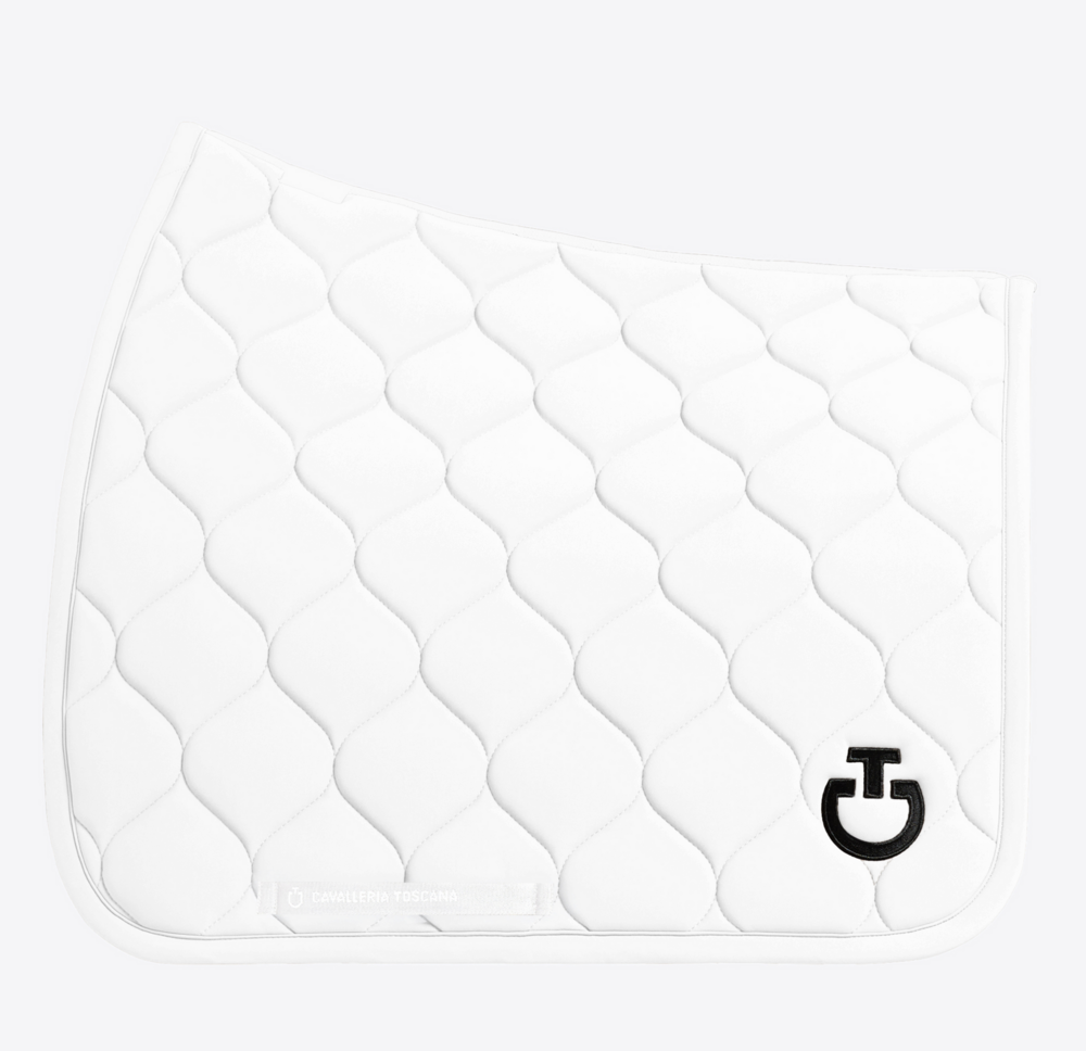 Cavalleria Toscana New Circular Quilted Jersey Dressuurpad  Wit met zwart logo 