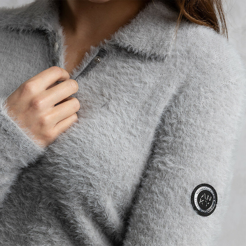 ANKY Long Sleeve Fluffy Polo Chiseled Stone
