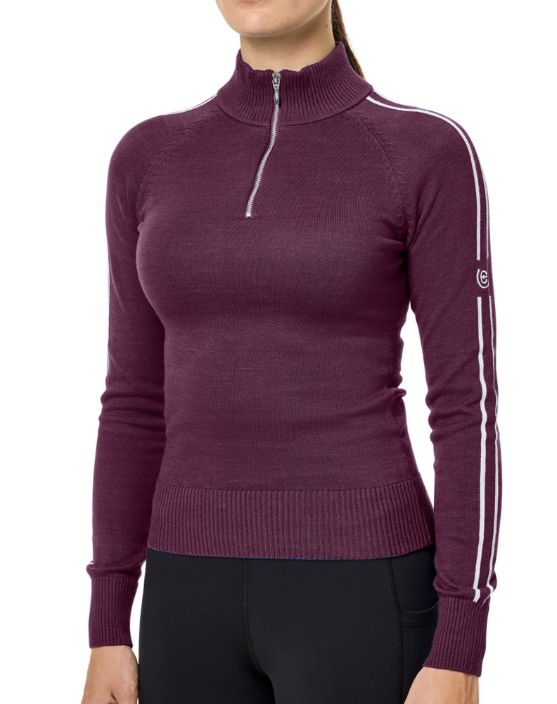 Equestrian Stockholm Knitted Zip Top Mauve Wine